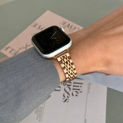 Rose Gold Apple Watch Band, iWatch strap 45mm 44mm 42mm 41mm 40mm 38mm 49mm, Luxury Women Metal Bracelet, Apple Watch 10 armband gift, Slim by lushbands on Etsy Gold Apple Watch Band, Watch Bracelets, Rose Gold Apple Watch, Apple Watch Bracelets, Apple Watch Sizes, Gold Apple Watch, Rose Noir, Bracelet Apple Watch, Gold Apple