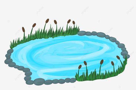 Fish Pond Drawing, Pond Clipart, Pond Drawing, Landscape Clipart, Fish Clipart, Blue Plants, Plant Vector, Preschool Arts And Crafts, Hipster Wallpaper