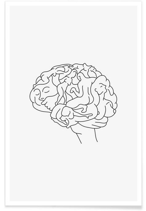 Minimalist Drawing, Human Brain, Art And Illustration, Minimal Art, Line Art Drawings, Cute Tattoos, 그림 그리기, Minimalist Art, Tattoo Drawings