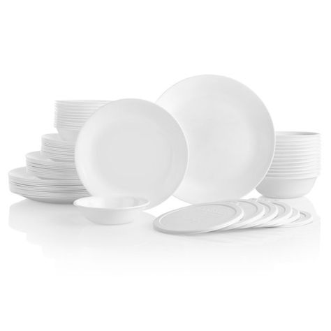 Livingware Winter Frost White 66-piece Set Dinnerware Sets Walmart, Serving Bowls With Lids, Dining Essentials, Corelle Dinnerware, White Dinnerware Set, Stacking Bowls, Clean Plates, Plates And Bowls Set, Casual Dinnerware