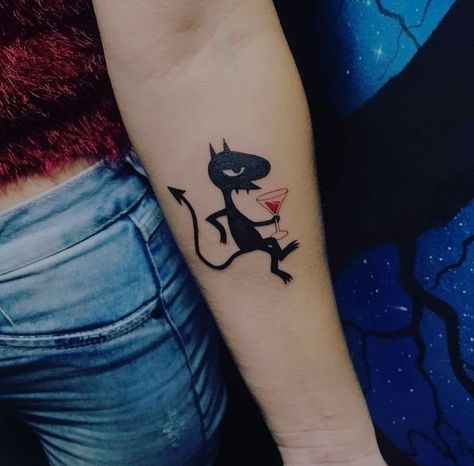 Lucy Disenchantment Tattoo, Luci Disenchantment Tattoo, Disenchantment Tattoo, Luci Tattoo, Cartoon Tattoo Ideas, Geometric Line Tattoo, Charm Tattoo, Animated Shows, All Black Tattoos