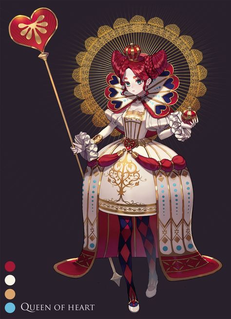 Queen Of Heart, The Queen Of Hearts, Poker Card, Concept Art Character, Arte Inspo, 영감을 주는 캐릭터, Female Character Design, Queen Of Hearts, Fantasy Character Design