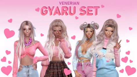 Gyaru Makeup Sims 4 Cc, Gyaru Ts4 Cc, Sims 4 Gyaru Hair, Sims 4 Cc Gyaru Clothes, Gyaru Sims 4 Cc, Ts4 Mods, Sims 4 Cheats, Clothes Cc, Sims Clothes