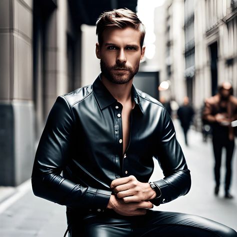 Leather Shirts, Mens Leather Shirt, Leather Suit, Dos And Don'ts, Fashion Suits For Men, Leather Shirt, Edgy Look, You Rock, Men's Wardrobe