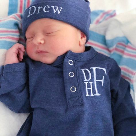 Coming Home Outfit Boy, Newborn Boy Coming Home Outfit, Baby Boy Coming Home Outfit, Baby Boy Monogram, Boy Coming Home Outfit, Outfit Baby Boy, Boy Monogram, Personalized Baby Shower Gifts, Personalized Onesie