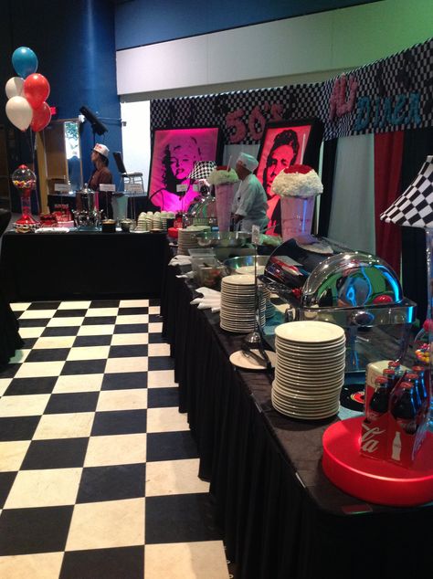 50s Prom Theme, Hairspray Party, Freshman Formal, 1950s Party Decorations, Prom Theme Decorations, Hoco Themes, 50s Birthday, Grease Theme, Fifties Party