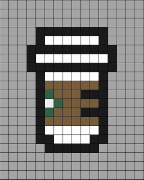 Pixel Art Boba Tea, Pixel Art Chocolate, Pixel Art Easy Ideas, Pixel Chocolate, Pixel Art Anime Easy, Coffee Pixel Art, Easy Pixel Art Ideas, Pixel Coffee, Pixel Art Easy