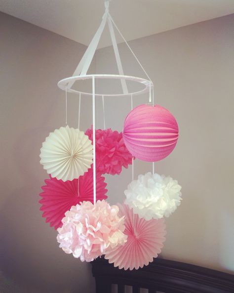 Diy Paper Lanterns Hanging, Balloon Tissue Paper Lantern, Paper Lanterns Diy Hanging, Paper Lanterns Nursery, Baloon Lamp Diy Paper Lanterns, Diy Nursery Mobile, Tissue Paper Ball, Cherry Blossom Wedding Theme, Chandelier Decorations