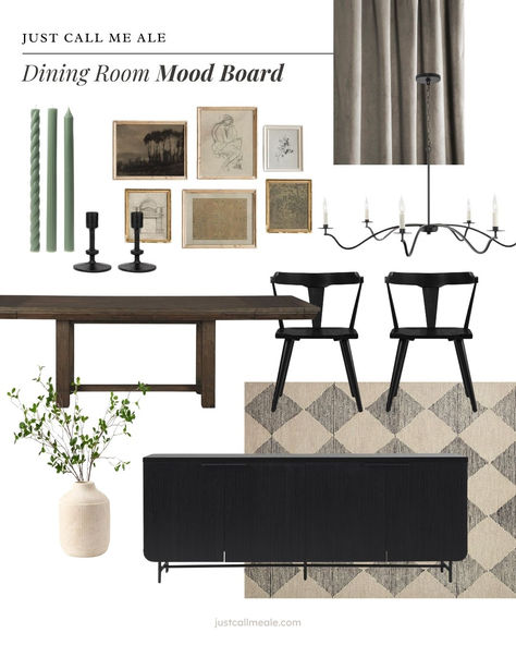 I’ve been feeling terrible lately, quite sick, with no energy. This year is not going how I thought it was going to go. But that’s life. In the next couple of months, I would love to update my dining room, that’s why I designed a dining room mood board! Transitional Dining Room Mood Board, Moody Cottage Dining Room, Dining Area Mood Board, Dining Room Decor Inspiration, Modern Rustic Kitchen Mood Board, Dining Table Room & Board Modern Furniture, Dining Room Mood Board, Wood Dining Table Room & Board Modern Furniture, Black And White Dining Room