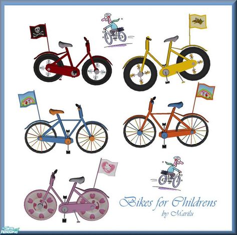 Toddler Bicycle, Toddler Cc Sims 4, Toddler Bike, Childrens Bike, Baby Bike, Video Game Room Design, Sims 4 Toddler, Kids Bicycle, Sims 4 Cc Furniture