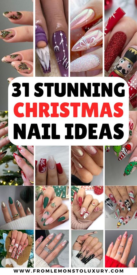 christmas nail art designs Blingy Christmas Nail Designs, Acrylic Nails Ideas For Christmas, Christmas Inspired Nails Acrylic, Christmas Nail Ideas Square, Long Christmas Nail Designs, Christmas Almond Nails Ideas, Short Almond Nails Christmas, Christmas Acrylic Nail Ideas, Christmas Nails With Rhinestones