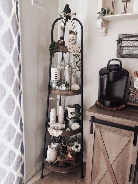 Tray Styling Living Room, Circle Shelves, Styling Living Room, Hobby Lobby Shelf, Circle Shelf, Lobby Ideas, 4 Tier Shelf, Tiered Shelf, Home Decor Shelves