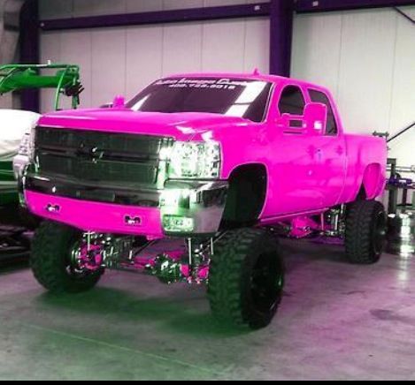 Chevy silverado. Love the hot pink Pink Lifted Trucks, Pink Chevy, Jacked Up Chevy, Pink Truck, Lifted Chevy Trucks, Lifted Chevy, Lifted Truck, Jacked Up Trucks, Truck Yeah