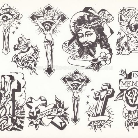 Production Flash – Tattoo Collection Rock Of Ages Tattoo, Tattooed Lady, Americana Tattoo, Traditional Black Tattoo, Traditional Tattoo Flash Art, Vintage Tattoo Design, Prison Tattoos, Religious Tattoo, Traditional Flash