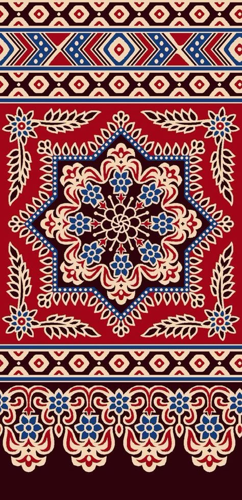 Ethnic Print Pattern, Tropical Fabric Prints, Ajrakh Prints, Folk Art Flowers, Print Design Art, Paisley Art, Textile Prints Design, Border Embroidery Designs, Textile Pattern Design