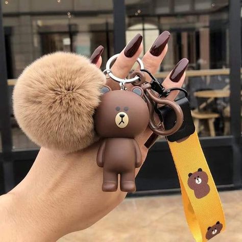 Plush Keychain Aesthetic, Teddy Keychain, Korean Fits, Mickey Mouse Art, Car Key Chain, Iphone Obsession, Plush Keychain, Backpack Decoration, Cute Slippers