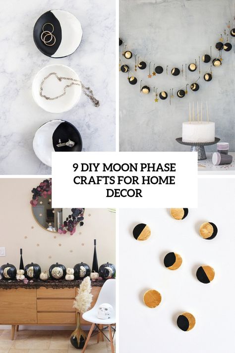 9 diy moon phase crafts for home decor cover Diy Moon Crafts, Diy Celestial Decor, Diy Moon Decor, Diy Craft Room Decor, Diy Moon Phase, Crafts For Home Decor, Diy Moon, Moon Crafts, Diy Wind Chimes