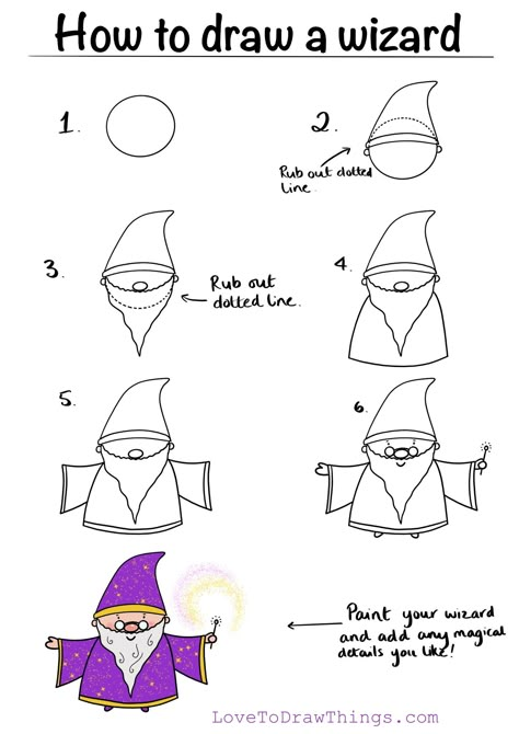 Wizard Drawings, Beginners Drawing, How To Draw Cute, Easy Step By Step Drawing, Dibujo Simple, Easy Animal Drawings, Sketch Note, Drawing Lessons For Kids, Children Sketch