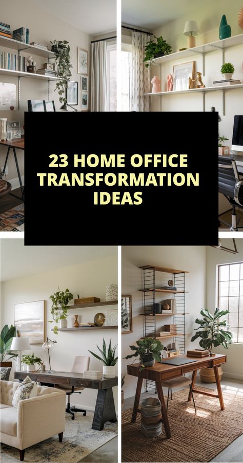 This Pinterest pin showcases home office ideas for transforming your workspace into a productive and stylish area. The pin emphasizes decor tips for maximizing small spaces and blending functionality with aesthetics. It highlights space-saving furniture and ergonomic layouts for the user's home Aesthetically Pleasing Home, Office Transformation, Maximize Small Space, Home Office Decor Ideas, Office Decor Ideas, Daily Tasks, Home Office Ideas, Space Saving Furniture, Perfect Home