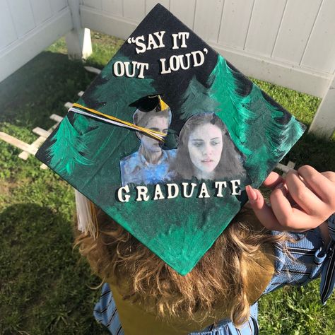 Twilight Graduation Cap, Twilight Graduation, Twilight Blue Tint, Senior Caps, Funny Graduation Caps, College Grad Cap Ideas, Senior Things, Grad Cap Decorated, Graduation Cap Decoration Diy