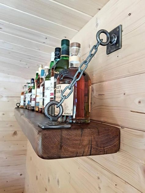 Bar Deco, Industrial Farmhouse Decor, Diy Home Bar, Farmhouse Shelves, Man Cave Home Bar, Home Bar Designs, Bar Room, Industrial Farmhouse, Farmhouse Furniture