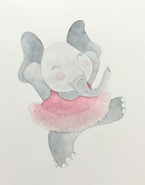 Watercolor dancing elephant ballerina Dancing Elephant Drawing, Dancing Elephant, Ballerina Animals, Dancing Drawing, Ballerina Drawing, Dancing Art, Dancing Animals, Elephant Drawing, Watercolor Nursery