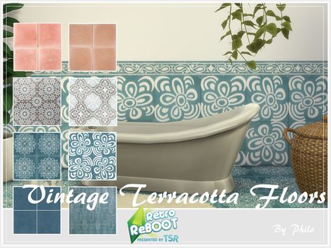 Aesthetic Games, Terracotta Floor Tiles, Terracotta Floors, Sims 4 Kitchen, Tiles For Kitchen, Terracotta Floor, Sims Building, Sims 4 Downloads, Sims 4 Cc Packs