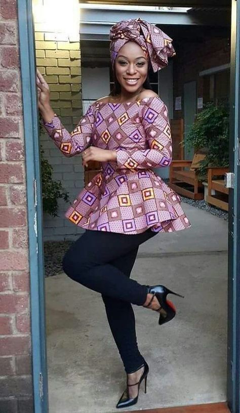 Kitenge Tops With Jeans, African Print Peplum Top, Tops Ankara, Outfit 2015, Kitenge Designs, Nigerian Style, Ankara Tops, African Tops, African Print Tops