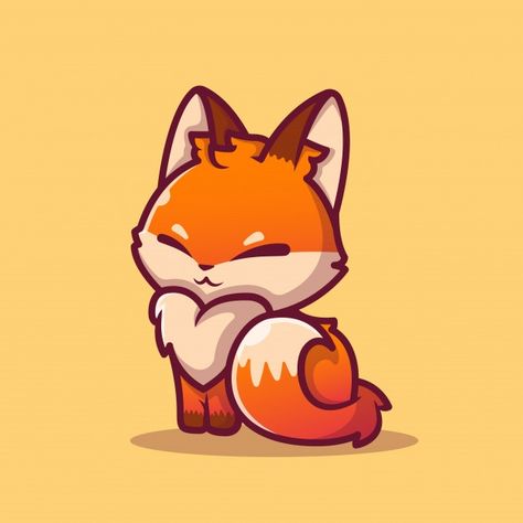 Fox Sitting, Cute Fox, Premium Vector, Fox, Orange, Art