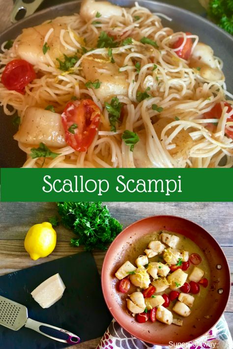 Scallop Pieces Recipes, Scallop Scampi Pasta, Scallop Scampi Recipe, Butter Wine Sauce, Scallop Scampi, Scallop Recipes Pasta, Easy Scallop Recipes, Scampi Pasta, Seafood Meals