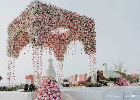 Mandap Wedding, Floral Mandap, Pastel Wedding Decorations, Mandap Design, Pink And White Weddings, Digital Invitations Wedding, Mandap Decor, Wedding Planning Decor, Wedding Mandap