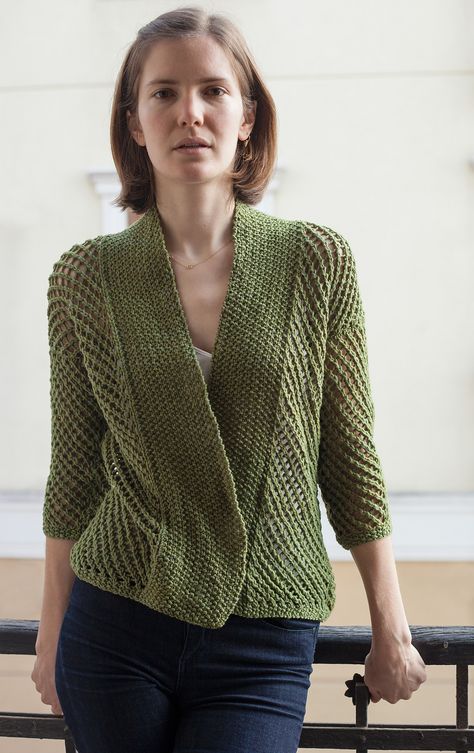 Ravelry: Eyelet Harvest Cardigan by Juan R. Alcantar & Lois Horychata Harvest Cardigan, Knitted Cardigans, Woven Cardigan, Knit Sweaters, Wrap Cardigan, Cardigan Pattern, Knit Or Crochet, Knitted Cardigan, Knit Outfit