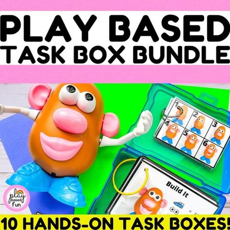 Mr Potato Head Printable, Task Boxes Preschool, Play Based Kindergarten, Stem Task Cards, Kindergarten Special Education, Preschool Centers, Special Education Activities, Preschool Fine Motor, Life Skills Activities