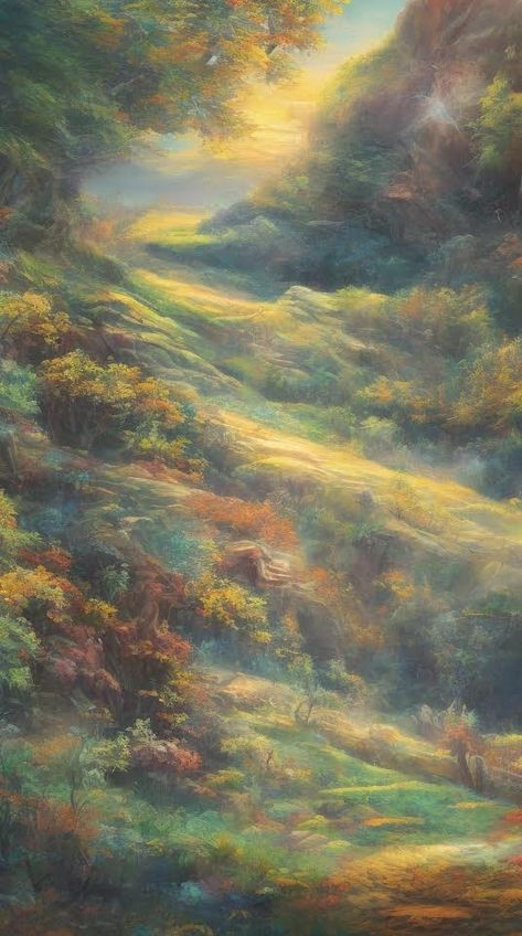 Ethereal Aesthetic Wallpaper Desktop, Aesthetic Artsy Wallpaper, Aesthetic Landscape Background, Ethereal Aesthetic Wallpaper, Dreamy Paintings, Whimsical Background, Painting Background, Cottagecore Art, Landscape Art Painting