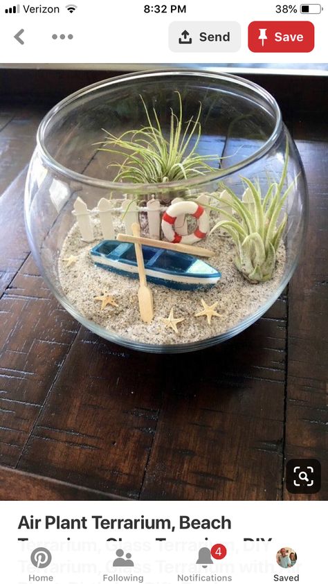 Beach Terrarium, Strand Decor, Terrariums Diy, Deco Marine, Diy Terrarium, Desk Diy, Beautiful Terrariums, Plant Terrarium, Air Plant Terrarium