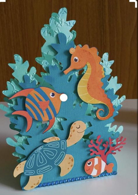 Under The Sea Paper Crafts, Sea Paper Craft, Ocean Paper Crafts, Under The Sea Crafts, Paper Cutout Art, Sea Crafts, Ocean Crafts, Paper Art Craft, Marianne Design