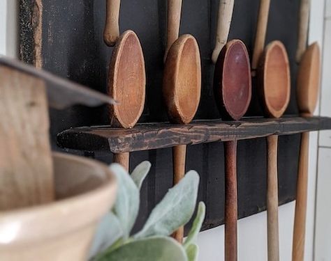 Down Shiloh Road - A little dirt don't hurt Spoon Rack, Bee Skep, Antique Spoons, Spoon Collection, Brad Nails, Floor Remodel, Spoon Holder, Wooden Spoon, Autumn Garden