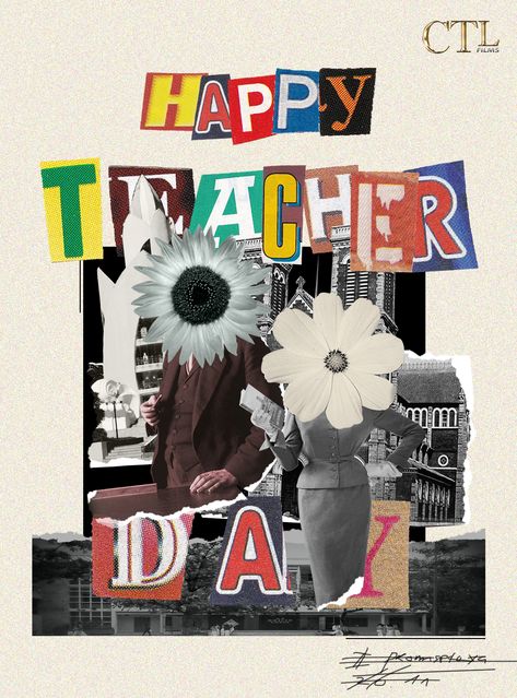 Teachers Day Collage Ideas, Happy Teachers Day Poster Design Ideas, Happy Teacher's Day Pubmat, Teachers Day Poster Design Ideas, Student Day Poster Design, Happy Teacher Day Poster, Teachers Day Graphic Design, Happy Teachers Day Aesthetic, Happy Teacher's Day Poster Design