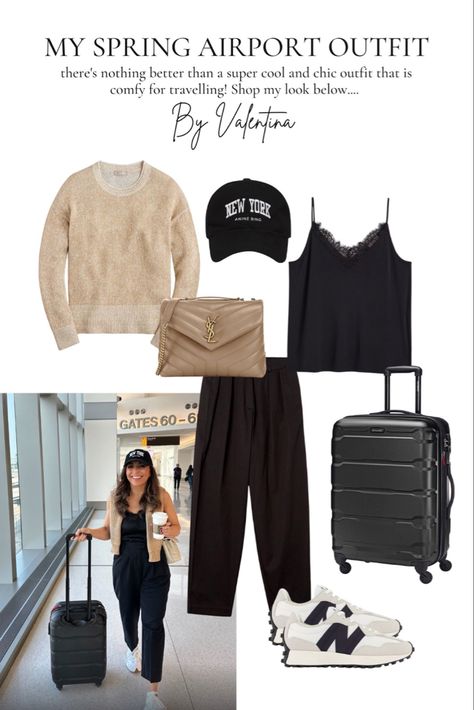 Plane Outfit, Airport Chic, Chic Travel Outfit, European Travel Outfit, Airport Travel Outfits, Comfortable Travel Outfit, Travel Outfit Plane, New Balance Outfit, Casual Luxe