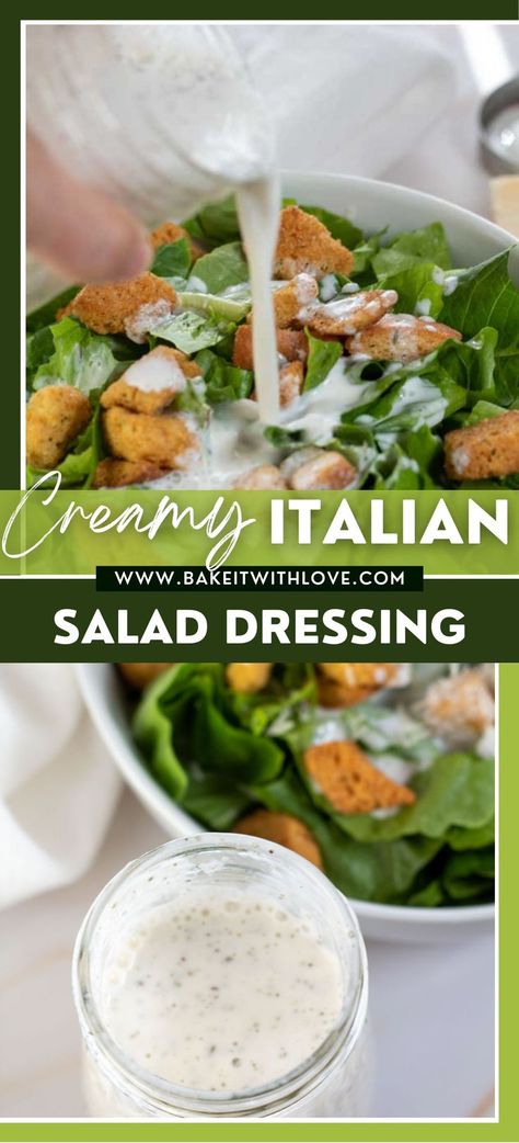 Creamy Italian Salad Dressing Creamy Italian Dressing Recipe, Creamy Italian Salad Dressing, Homemade Creamy Italian Dressing, Creamy Italian Dressing, Italian Salad Dressing, Italian Salad, Italian Dressing, Herbs And Spices, Salad Dressing