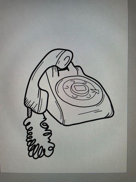 Phone Off The Hook Drawing, Phone Off Hook Tattoo, Take The Phone Off The Hook Tattoo, Old Telephone Tattoo, Phone Tattoo Ideas, Phone Tattoo Vintage, Phone Off The Hook Tattoo, Rotary Phone Tattoo, Old Phone Tattoo