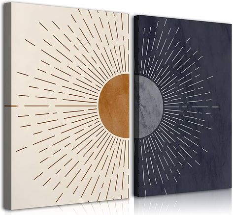 Amazon.com: TRUYJXX 2Pcs Boho Sun and Moon Wall Art Celestial Prints Day and Night Canvas Posters Mid Century Pictures Painting Modern Retro Home Wall Decor for Living Room Bedroom Bathroom 12x16in Unframed: Mixed Media Sun And Moon Bedroom Theme, Moon Themed Bathroom, Night And Day Painting, Moon Bathroom Decor, Sun And Moon Canvas, Celestial Bathroom, Day And Night Painting, Sun And Moon Painting, Boho Sun And Moon