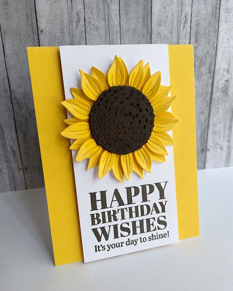 Sunflower Petals, Beautiful Sunflowers, Sunflower Cards, Daisy Cards, Birthday Card Craft, Happy Bday, Crafts Beautiful, Card Patterns, Handmade Birthday Cards