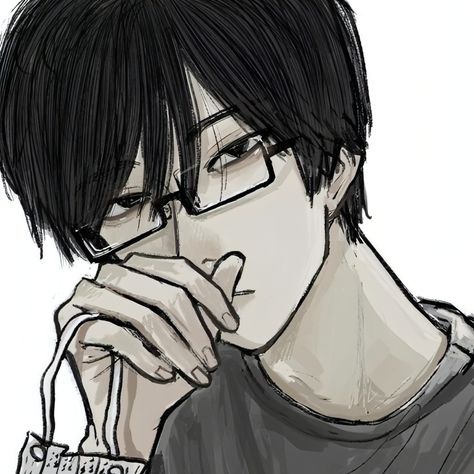 Anime Glasses Boy, Gothic Girl Art, Single Pfp, Male Icon, Cute Profile Pictures, Anime Drawings Boy, Art Icon, Boy Art, Funky Art