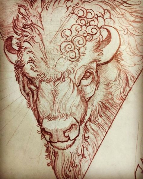 Зубр Bison Drawing, Bison Tattoo, Buffalo Tattoo, Buffalo Painting, Bison Art, Buffalo Art, Bull Tattoos, Elements Tattoo, Bull Art