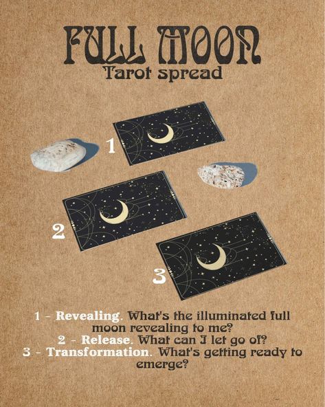 A Full Moon Tarot Spread – Wicca Now – Everything You Need To Know About Wicca Full Moon Tarot Spread, Full Moon Tarot, Full Moon Spells, Oracle Card Spreads, Tarot Reading Spreads, Moon Spells, Moon Rituals, Spell Work, Tarot Guide