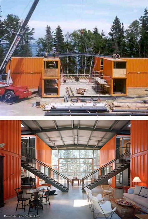 Amazing house made out of shipping containers!!! such a great material resource Container House Ideas, Prefab Shipping Container Homes, Shipping Container Cabin, Sea Containers, Shipping Container Home Designs, Container Cabin, Container Ideas, Shipping Container House Plans, Container Houses