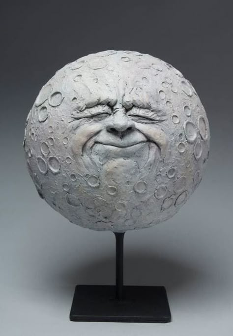 Holding Space, Sculpture Art Clay, Paper Mache Art, Moon Moon, Clay Craft, Deco Originale, Ceramic Wall Art, Moon Face, Celestial Art