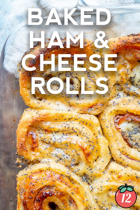 Baked Ham and Cheese Rolls | 12 Tomatoes Baked Ham And Cheese Rolls, Ham And Cheese Crescent, Ham And Cheese Rolls, Ham Cheese Rolls, Ham And Cheese Roll Ups, Rolled Sandwiches, Tomatoes Recipes, Cheese Crescent Rolls, Cheese Rolls