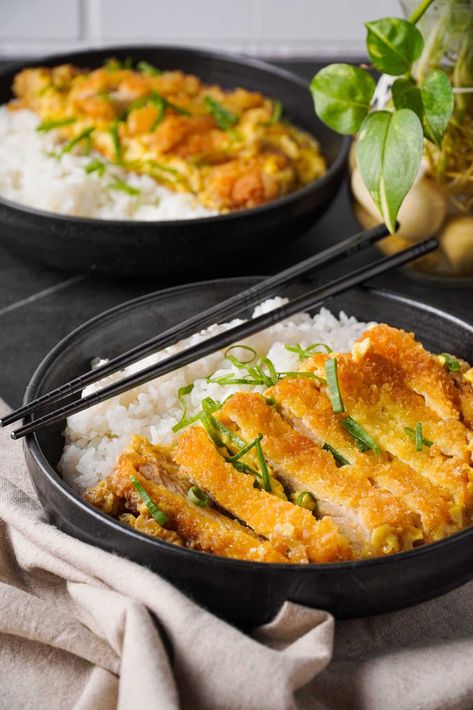 Pork Cutlet Bowl Pork Cutlet Bowl, Dashi Broth, Pork Cutlet, Tonkatsu Sauce, Leftover Pork, Kimchi Recipe, Onion Sauce, Pork Cutlets, Boneless Pork Chops